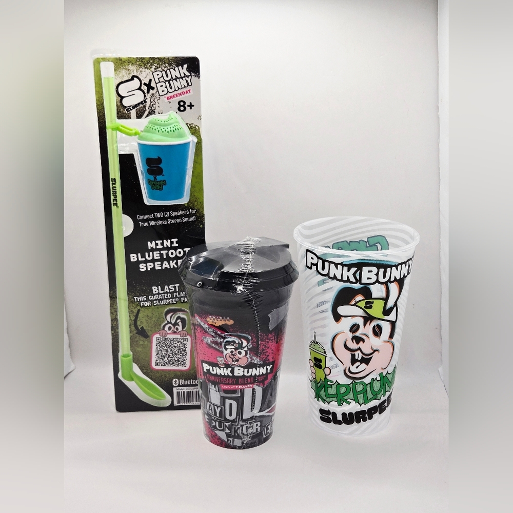 Punk Bunny Green Day Kerplunk Slurpee+Coffee 7-11 Cup+ Bluetooth Speaker Straw‎
